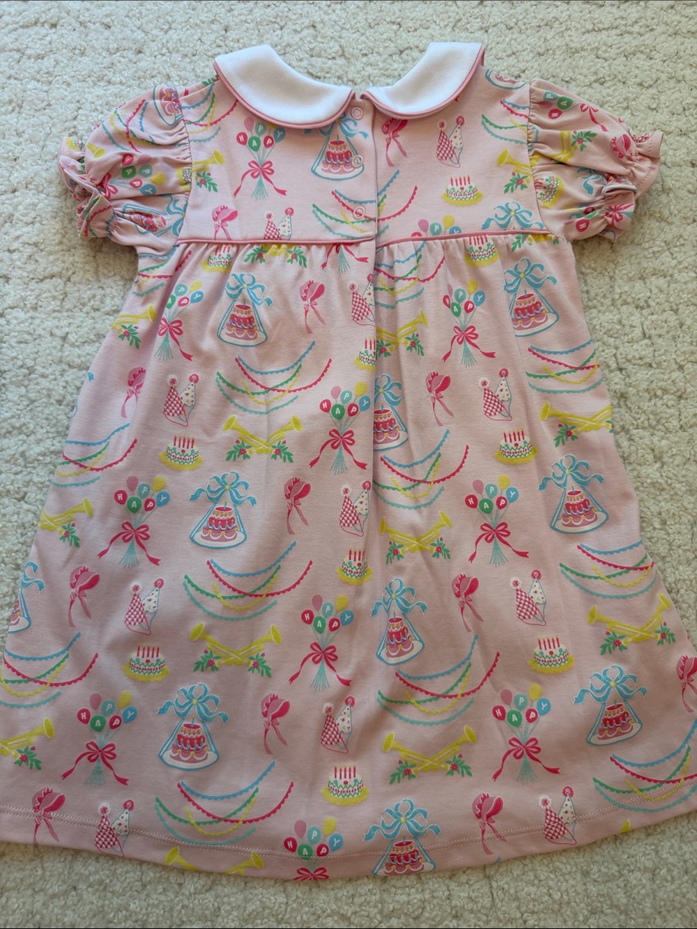 The Beaufort Bonnet Company Pink Party Print Peter Pan Collar Dress - Picture 4 of 5